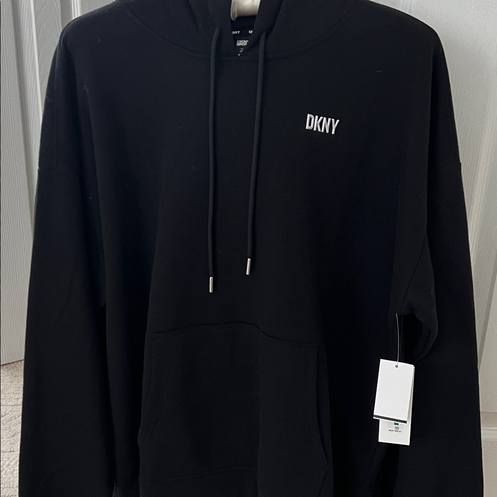 DKNY Black Pullover Hoodie with white Logo